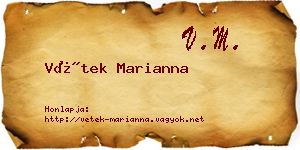 Vétek Marianna névjegykártya